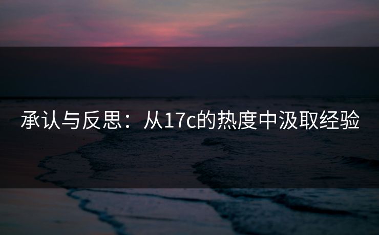承认与反思:从17c的热度中汲取经验