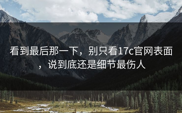 看到最后那一下，别只看17c官网表面，说到底还是细节最伤人