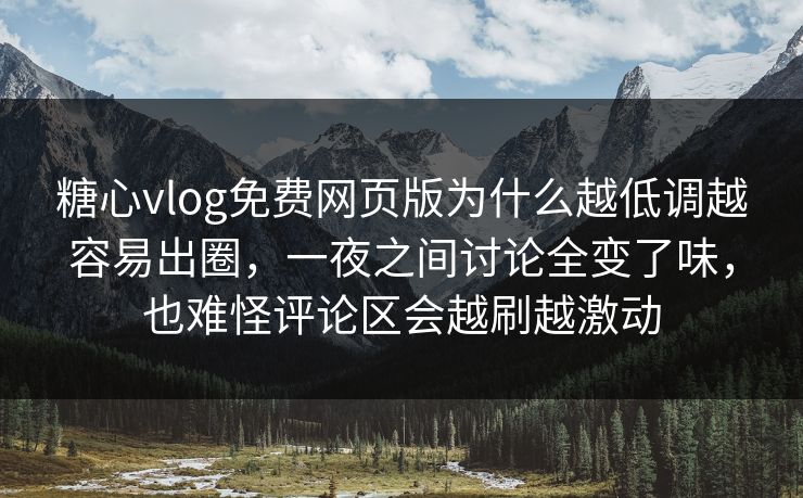 糖心vlog免费网页版为什么越低调越容易出圈,一夜之间讨论全变了味,也难怪评论区会越刷越激动