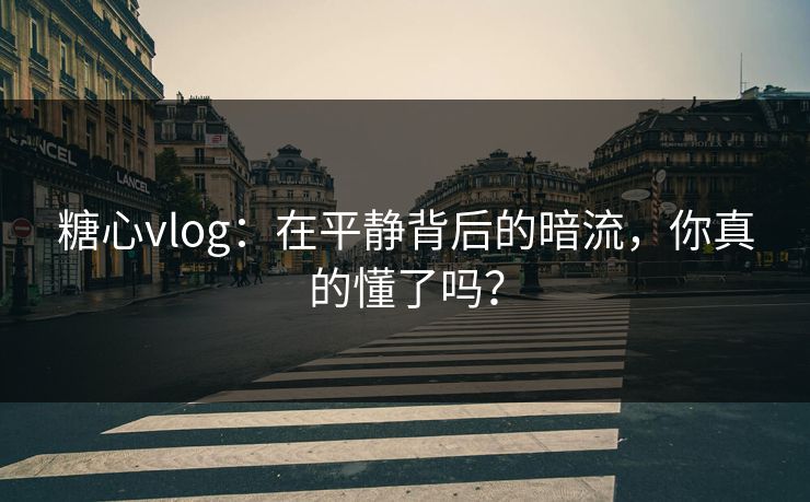 糖心vlog：在平静背后的暗流，你真的懂了吗？