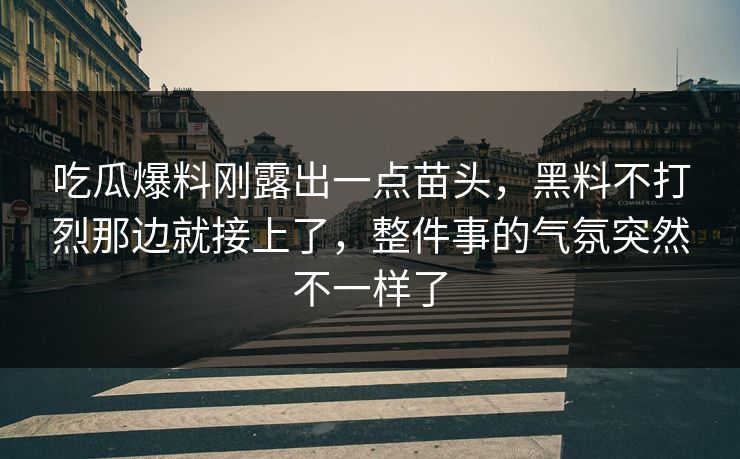 吃瓜爆料刚露出一点苗头，黑料不打烈那边就接上了，整件事的气氛突然不一样了