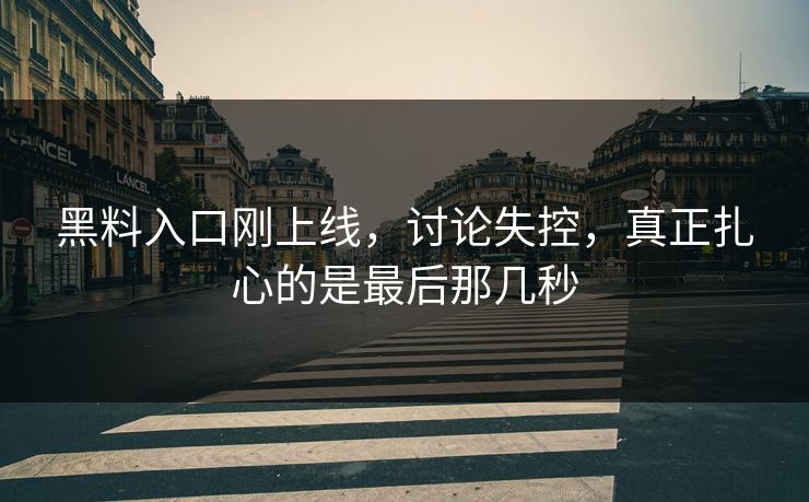 黑料入口刚上线，讨论失控，真正扎心的是最后那几秒