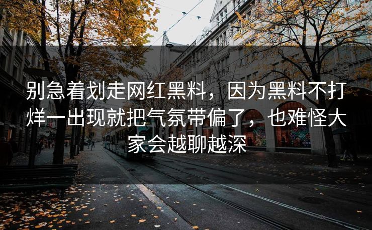 别急着划走网红黑料,因为黑料不打烊一出现就把气氛带偏了,也难怪大家会越聊越深