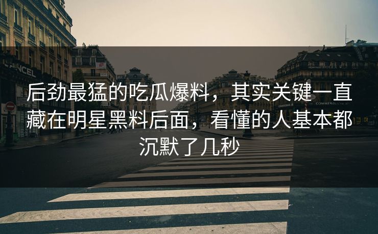 后劲最猛的吃瓜爆料,其实关键一直藏在明星黑料后面,看懂的人基本都沉默了几秒