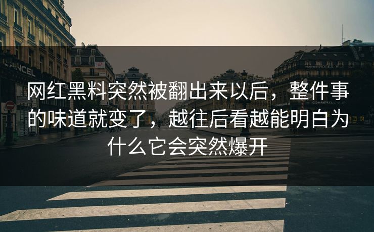 网红黑料突然被翻出来以后,整件事的味道就变了,越往后看越能明白为什么它会突然爆开