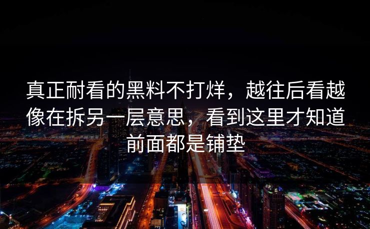 真正耐看的黑料不打烊,越往后看越像在拆另一层意思,看到这里才知道前面都是铺垫