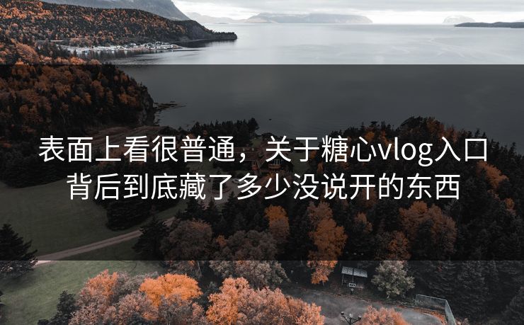 表面上看很普通，关于糖心vlog入口背后到底藏了多少没说开的东西