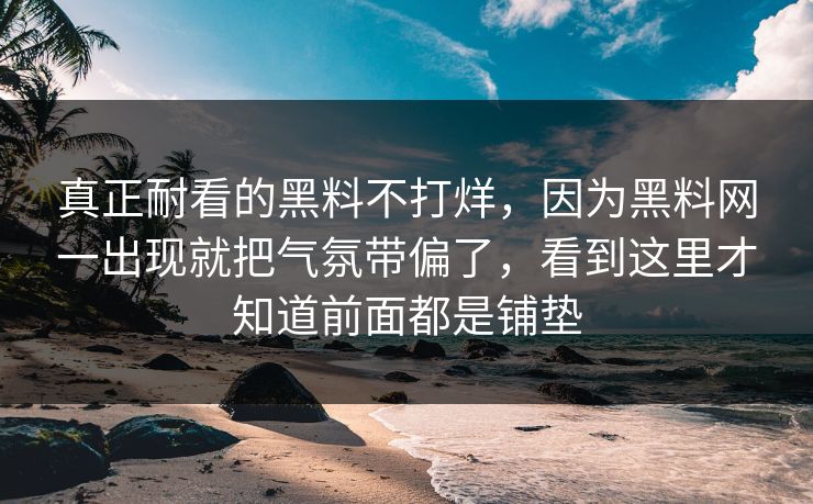 真正耐看的黑料不打烊,因为黑料网一出现就把气氛带偏了,看到这里才知道前面都是铺垫