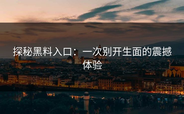 探秘黑料入口：一次别开生面的震撼体验